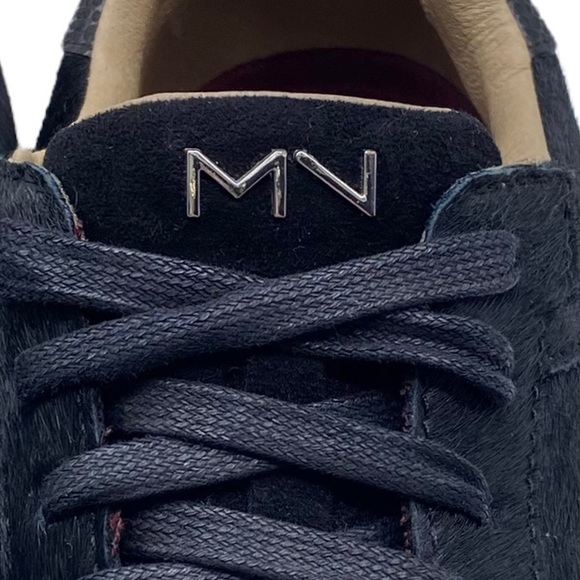 Mark Nason Black Leather & Calf Hair Lace Up Low Top Sneakers 222045 Size 9 - Picture 4 of 12